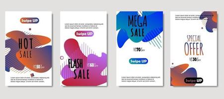 Dynamic abstract fluid mobile for sale banners. Sale banner template design, mega sale special offer set. Design for flyer, gift card, poster on wall, cover book, banner, social media vector