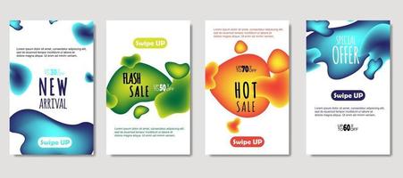 Dynamic abstract fluid mobile for sale banners. Sale banner template design, mega sale special offer set. Design for flyer, gift card, poster on wall, cover book, banner, social media vector