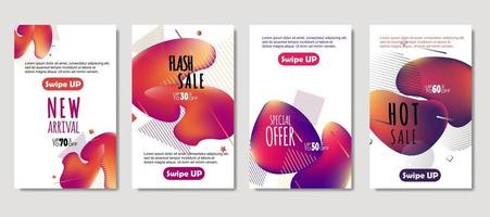 Dynamic abstract fluid mobile for sale banners. Sale banner template design, mega sale special offer set. Design for flyer, gift card, poster on wall, cover book, banner, social media vector