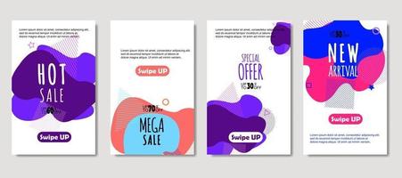 Dynamic abstract fluid mobile for sale banners. Sale banner template design, mega sale special offer set. Design for flyer, gift card, poster on wall, cover book, banner, social media vector