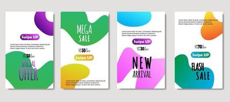 Dynamic abstract fluid mobile for sale banners. Sale banner template design, mega sale special offer set. Design for flyer, gift card, poster on wall, cover book, banner, social media vector