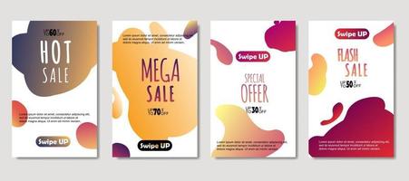 Dynamic abstract fluid mobile for sale banners. Sale banner template design, mega sale special offer set. Design for flyer, gift card, poster on wall, cover book, banner, social media vector