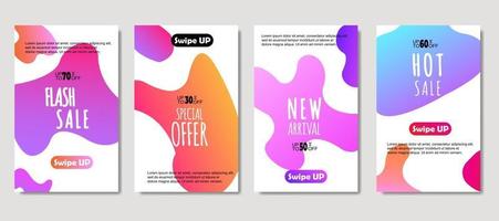 Dynamic abstract fluid mobile for sale banners. Sale banner template design, mega sale special offer set. Design for flyer, gift card, poster on wall, cover book, banner, social media vector