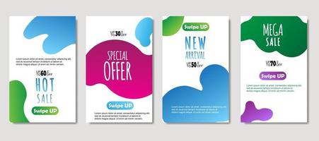 Dynamic abstract fluid mobile for sale banners. Sale banner template design, mega sale special offer set. Design for flyer, gift card, poster on wall, cover book, banner, social media vector