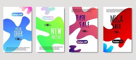 Dynamic abstract fluid mobile for sale banners. Sale banner template design, mega sale special offer set. Design for flyer, gift card, poster on wall, cover book, banner, social media vector