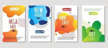 Dynamic abstract fluid mobile for sale banners. Sale banner template design, mega sale special offer set. Design for flyer, gift card, poster on wall, cover book, banner, social media vector