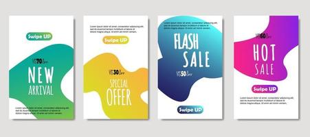 Dynamic abstract fluid mobile for sale banners. Sale banner template design, mega sale special offer set. Design for flyer, gift card, poster on wall, cover book, banner, social media vector