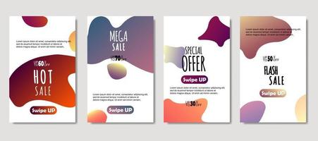 Dynamic abstract fluid mobile for sale banners. Sale banner template design, mega sale special offer set. Design for flyer, gift card, poster on wall, cover book, banner, social media vector