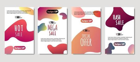 Dynamic abstract fluid mobile for sale banners. Sale banner template design, mega sale special offer set. Design for flyer, gift card, poster on wall, cover book, banner, social media vector