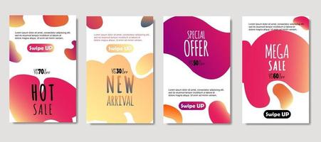 Dynamic abstract fluid mobile for sale banners. Sale banner template design, mega sale special offer set. Design for flyer, gift card, poster on wall, cover book, banner, social media vector