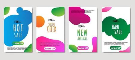 Dynamic abstract fluid mobile for sale banners. Sale banner template design, mega sale special offer set. Design for flyer, gift card, poster on wall, cover book, banner, social media vector