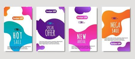 Dynamic abstract fluid mobile for sale banners. Sale banner template design, mega sale special offer set. Design for flyer, gift card, poster on wall, cover book, banner, social media vector