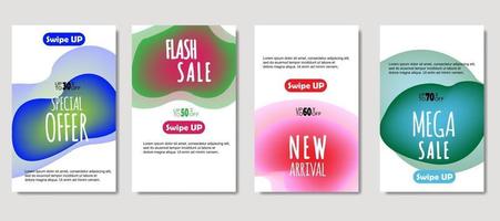 Dynamic abstract fluid mobile for sale banners. Sale banner template design, mega sale special offer set. Design for flyer, gift card, poster on wall, cover book, banner, social media vector