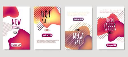 Dynamic abstract fluid mobile for sale banners. Sale banner template design, mega sale special offer set. Design for flyer, gift card, poster on wall, cover book, banner, social media vector