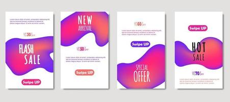 Dynamic abstract fluid mobile for sale banners. Sale banner template design, mega sale special offer set. Design for flyer, gift card, poster on wall, cover book, banner, social media vector