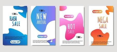 Dynamic abstract fluid mobile for sale banners. Sale banner template design, mega sale special offer set. Design for flyer, gift card, poster on wall, cover book, banner, social media vector