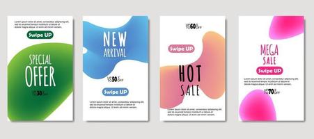 Dynamic abstract fluid mobile for sale banners. Sale banner template design, mega sale special offer set. Design for flyer, gift card, poster on wall, cover book, banner, social media vector