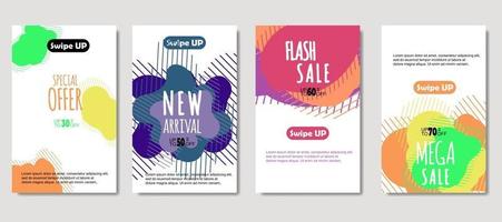 Dynamic abstract fluid mobile for sale banners. Sale banner template design, mega sale special offer set. Design for flyer, gift card, poster on wall, cover book, banner, social media vector