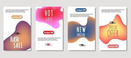 Dynamic abstract fluid mobile for sale banners. Sale banner template design, mega sale special offer set. Design for flyer, gift card, poster on wall, cover book, banner, social media vector