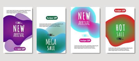 Dynamic abstract fluid mobile for sale banners. Sale banner template design, mega sale special offer set. Design for flyer, gift card, poster on wall, cover book, banner, social media vector