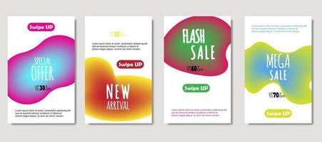 Dynamic abstract fluid mobile for sale banners. Sale banner template design, mega sale special offer set. Design for flyer, gift card, poster on wall, cover book, banner, social media vector