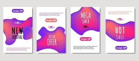 Dynamic abstract fluid mobile for sale banners. Sale banner template design, mega sale special offer set. Design for flyer, gift card, poster on wall, cover book, banner, social media vector