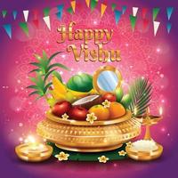 Happy Vishu Concept with Very Beautiful Ornaments vector