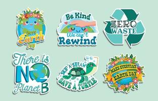 Cute Happy Earth Day Stickers vector