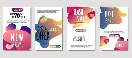 Dynamic abstract fluid mobile for sale banners. Sale banner template design, mega sale special offer set, design for flyer, gift card, poster on wall, cover book, banner, social media vector