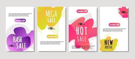 Dynamic abstract fluid mobile for sale banners. Sale banner template design, mega sale special offer set, design for flyer, gift card, poster on wall, cover book, banner, social media vector