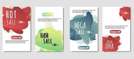 Dynamic abstract fluid mobile for sale banners. Sale banner template design, mega sale special offer set, design for flyer, gift card, poster on wall, cover book, banner, social media vector