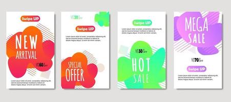 Dynamic abstract fluid mobile for sale banners. Sale banner template design, mega sale special offer set, design for flyer, gift card, poster on wall, cover book, banner, social media vector