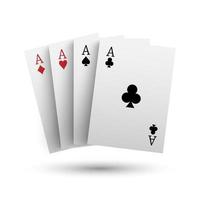 Four aces poker card isolated on white background, vector illustration