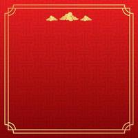 Fondo chino, fondo rojo festivo clásico decorativo y marco dorado, ilustración vectorial vector
