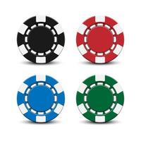 Fichas de póquer de casino 3D aisladas sobre fondo blanco, ilustración vectorial vector