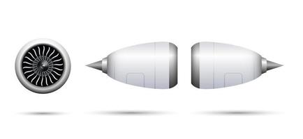 motor turbo-jet realista de avión aislado sobre fondo blanco, ilustración vectorial