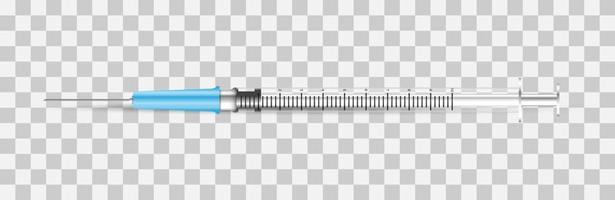 Medical disposable syringe with needle isolated, vector illustration