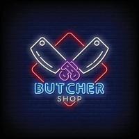 Butcher Shop Logo Neon Signs Style Text Vector