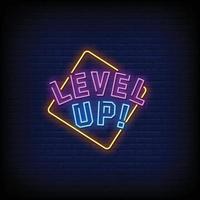 Level Up Neon Signs Style Text Vector