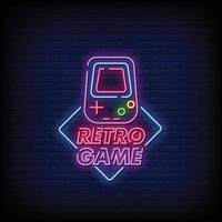 Retro Game Design Neon Signs Style Text Vector