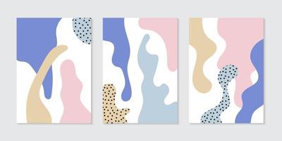 Set of brochure template abstract organic shapes pastel color with dot pattern on white background. vector