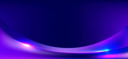 Banner web template blue and purple gradient curved shape with lighting background vector