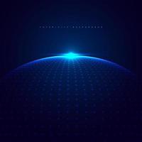 Abstract 3D blue glowing dots particles sphere with lighting on dark blue background technology futuristic concept. vector