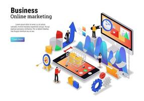 Digital marketing concept with character for website landing page and mobile template vector