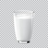 Realistic clear glass of milk vector