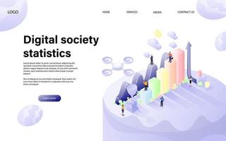 Digital statistics concept with character for website landing page and mobile template. vector