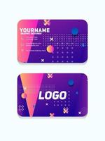 Modern Geometric Business Card Template With purple color vector