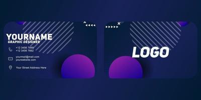 Modern Geometric Business Card Template With purple color vector