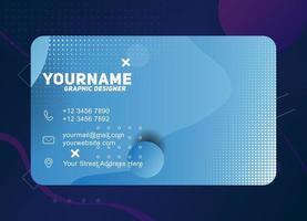 Modern Geometric Business Card Template With light blue color vector