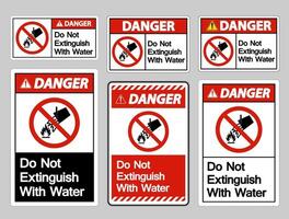 Danger Do Not Extinguish With Water Symbol Sign On White Background vector